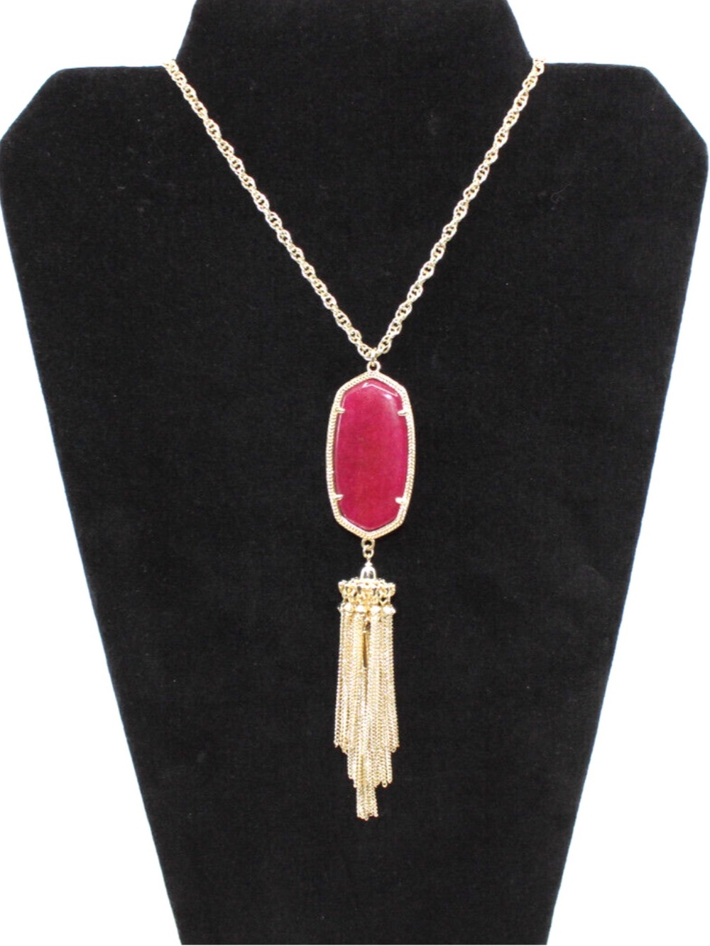 Kendra Scott Rayne Magenta Purple Gold Tassle Necklace